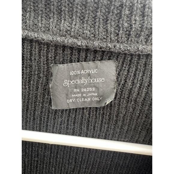 Specialty House Womens Sweater Cape One Size Black Top Button Vintage - Picture 5 of 10